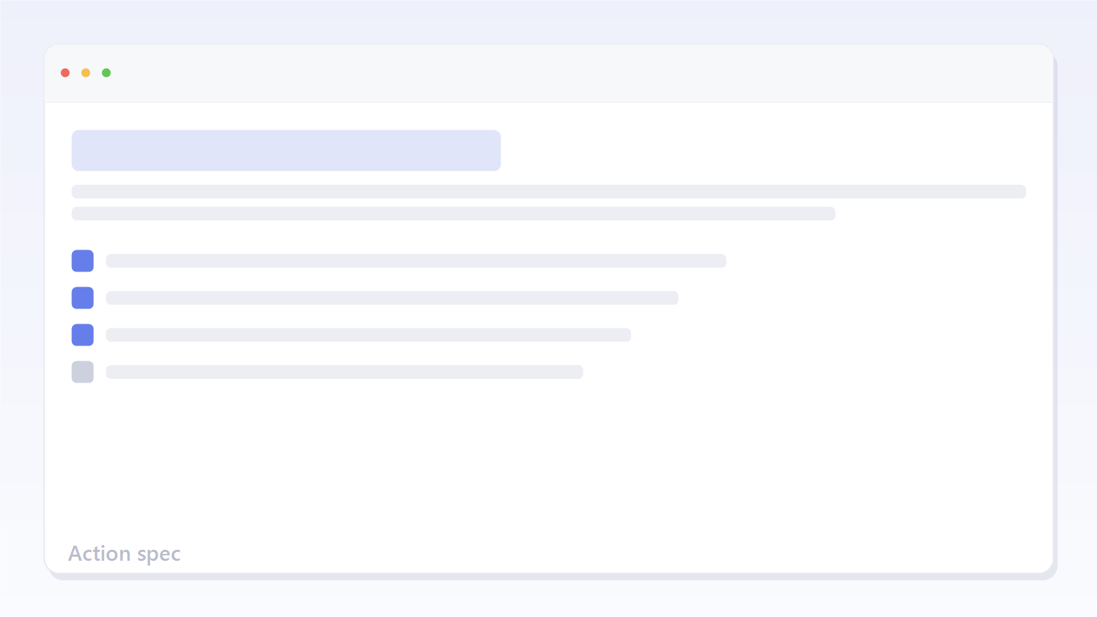 An action spec with plan, checkboxes, comments and verification steps, linked to its task